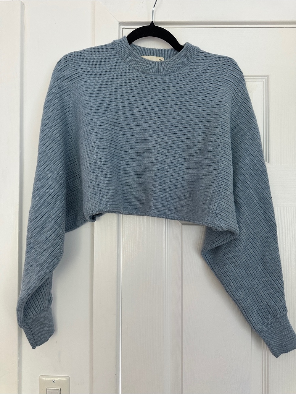 We The Free Light Blue Cropped Crewneck Sweater